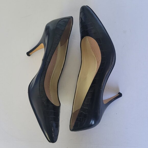 Brooks Brothers Genuine Leather Heels Pumps With Croc Embossed Details. Size 9 - Picture 6 of 7